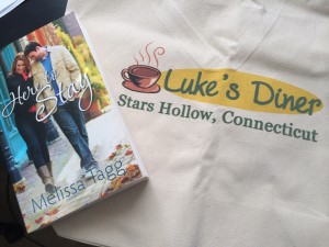 This week's prize: HERE TO STAY, Luke's Diner tote bag, $5 gift card to Starbucks