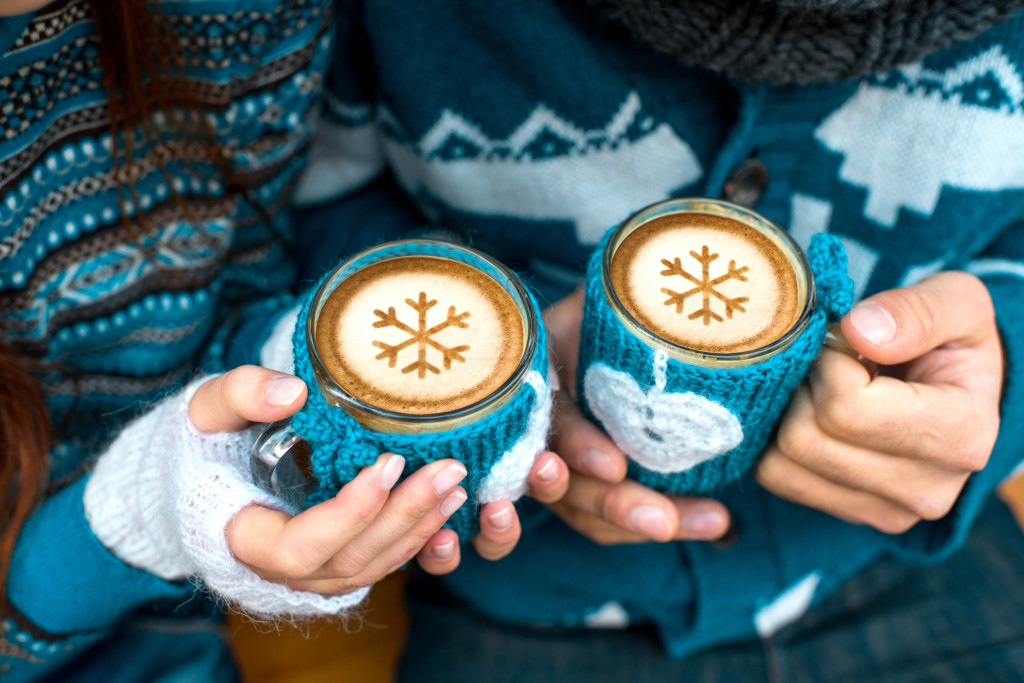 Reasons I included this photo with this post: 1. You're going to need a cup of coffee to get through it. It's, um, long. 2. I WANT THOSE ADORABLE CUP SWEATER THINGS!