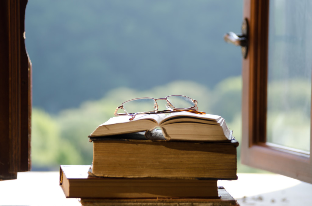 Books and eyeglasses